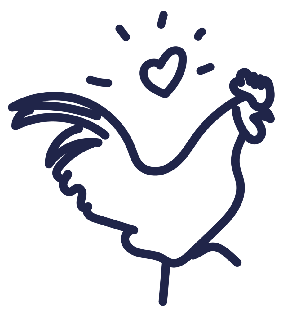Le coq Auguste Bloch, dessin à la main